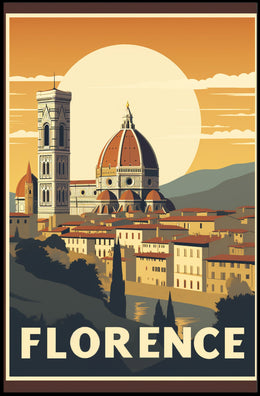 Florence Vintage Travel Poster Art with Duomo and Bell Tower PosterGoat