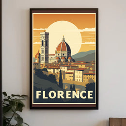 Florence Vintage Travel Poster Art with Duomo and Bell Tower PosterGoat