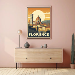 Florence Vintage Travel Poster Art with Duomo and Bell Tower PosterGoat