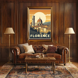 Florence Vintage Travel Poster Art with Duomo and Bell Tower PosterGoat