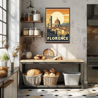 Florence Vintage Travel Poster Art with Duomo and Bell Tower PosterGoat