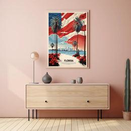 Florida Beach Skyline Vintage Travel Poster PosterGoat