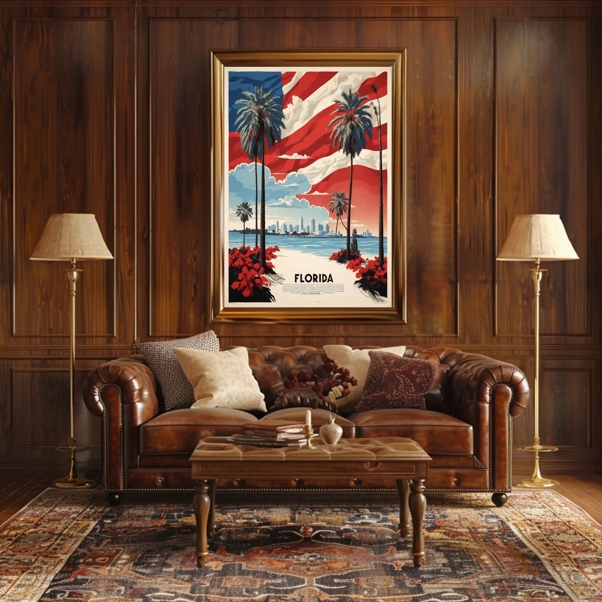 Florida Beach Skyline Vintage Travel Poster PosterGoat