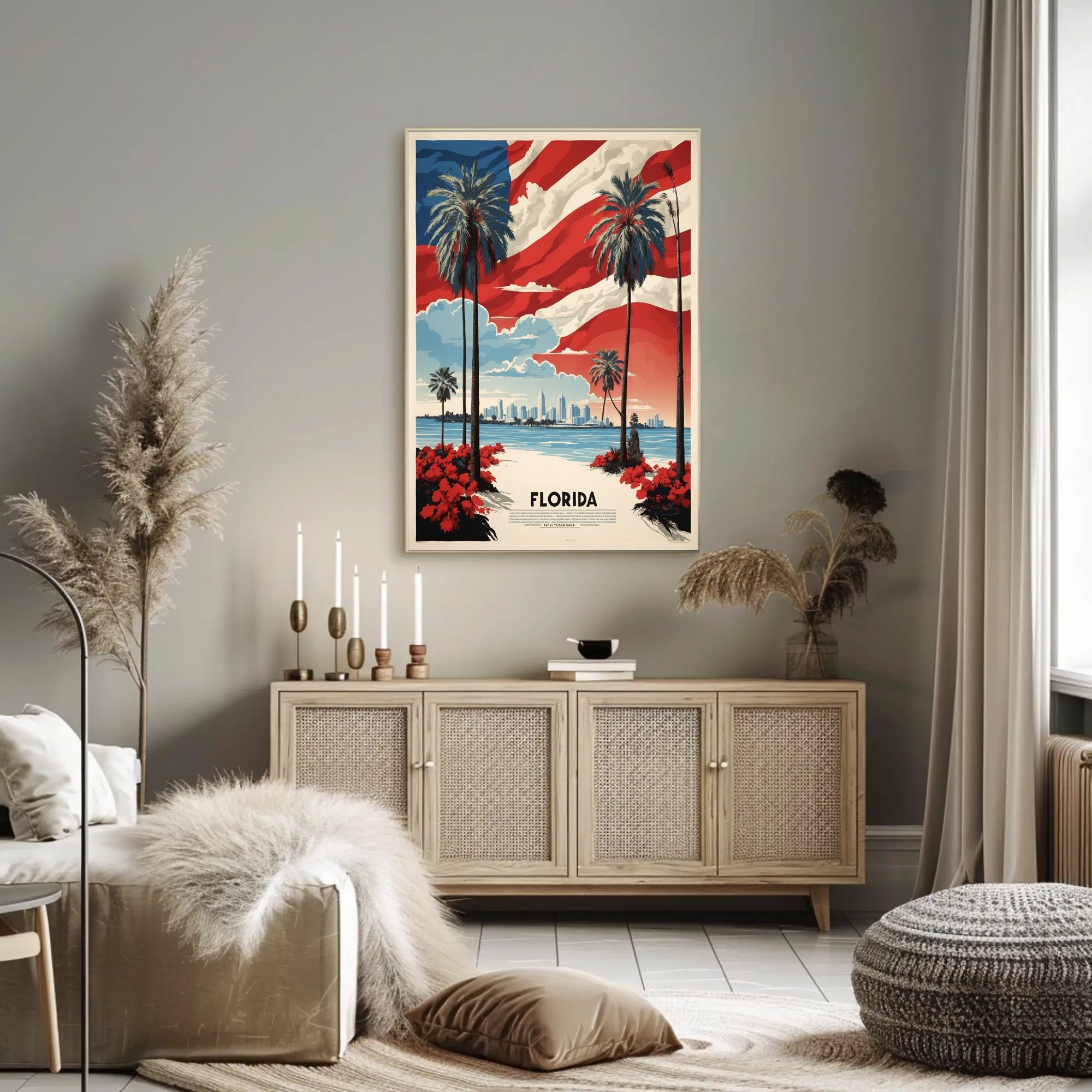 Florida Beach Skyline Vintage Travel Poster PosterGoat