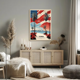 Florida Beach Skyline Vintage Travel Poster PosterGoat