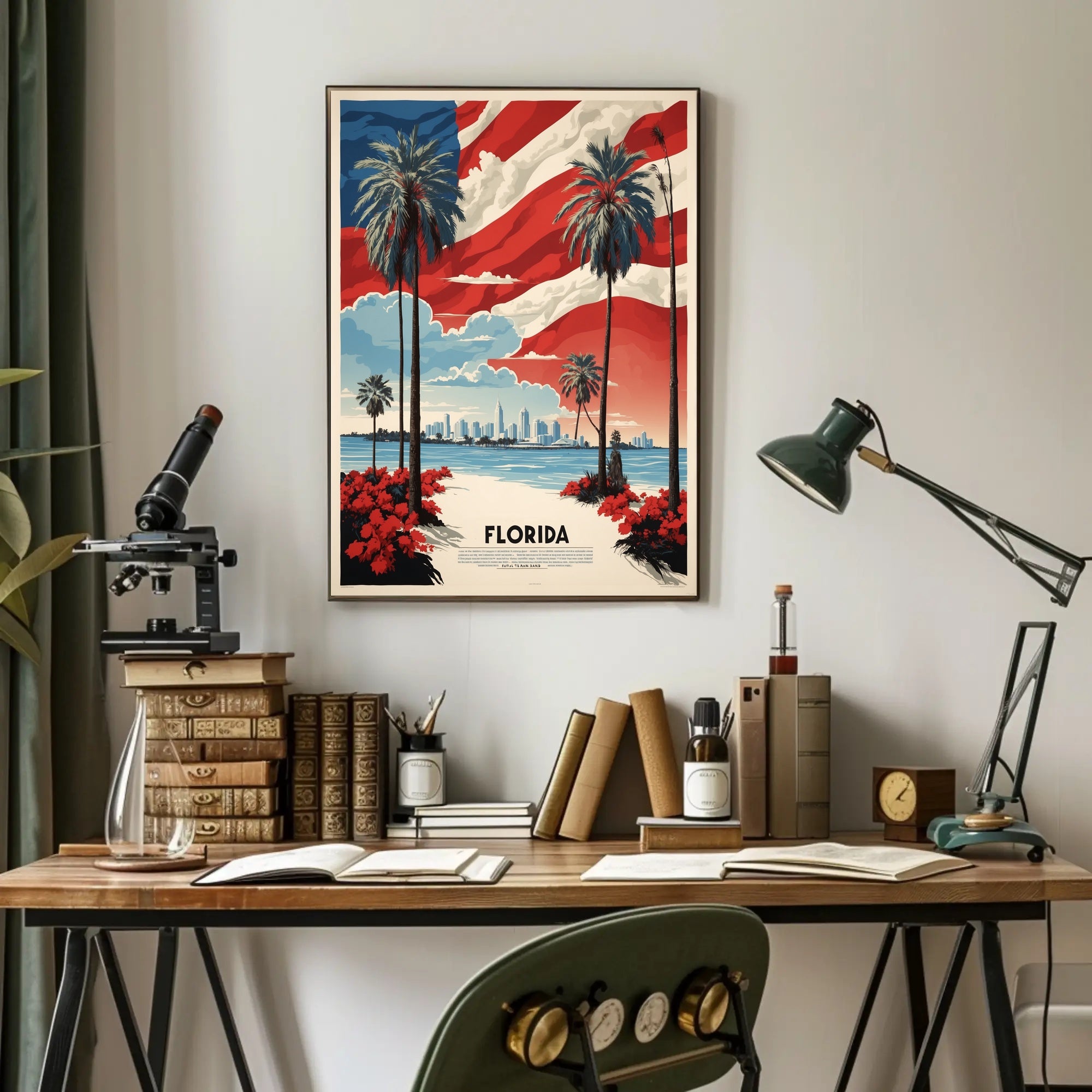 Florida Beach Skyline Vintage Travel Poster PosterGoat