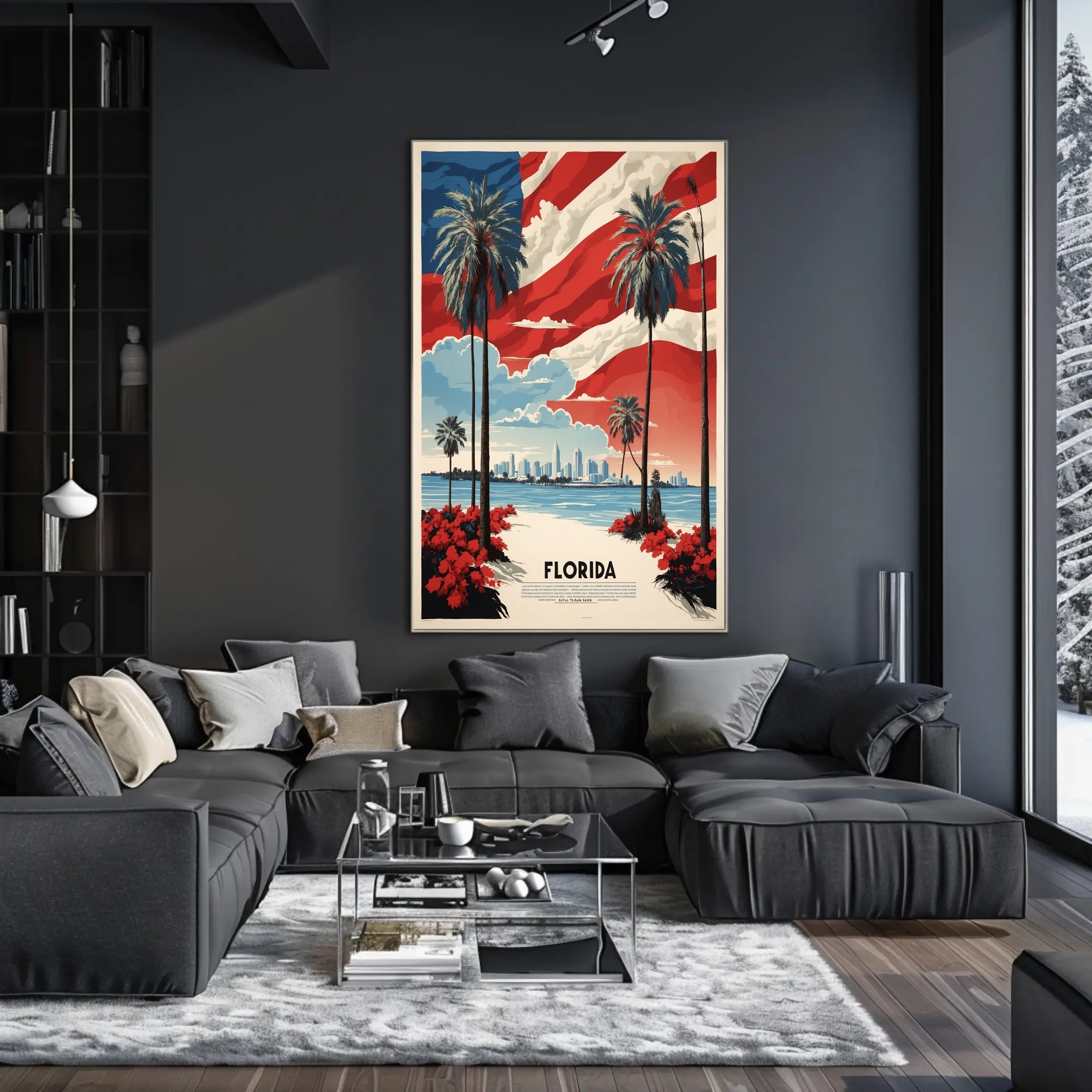 Florida Beach Skyline Vintage Travel Poster PosterGoat