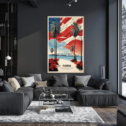 Florida Beach Skyline Vintage Travel Poster PosterGoat