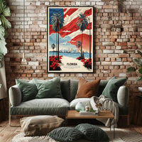 Florida Beach Skyline Vintage Travel Poster PosterGoat