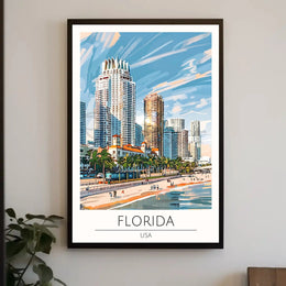 Florida Coastal Cityscape Travel Poster PosterGoat