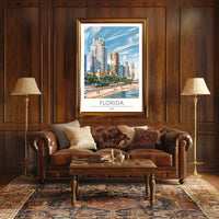 Florida Coastal Cityscape Travel Poster PosterGoat