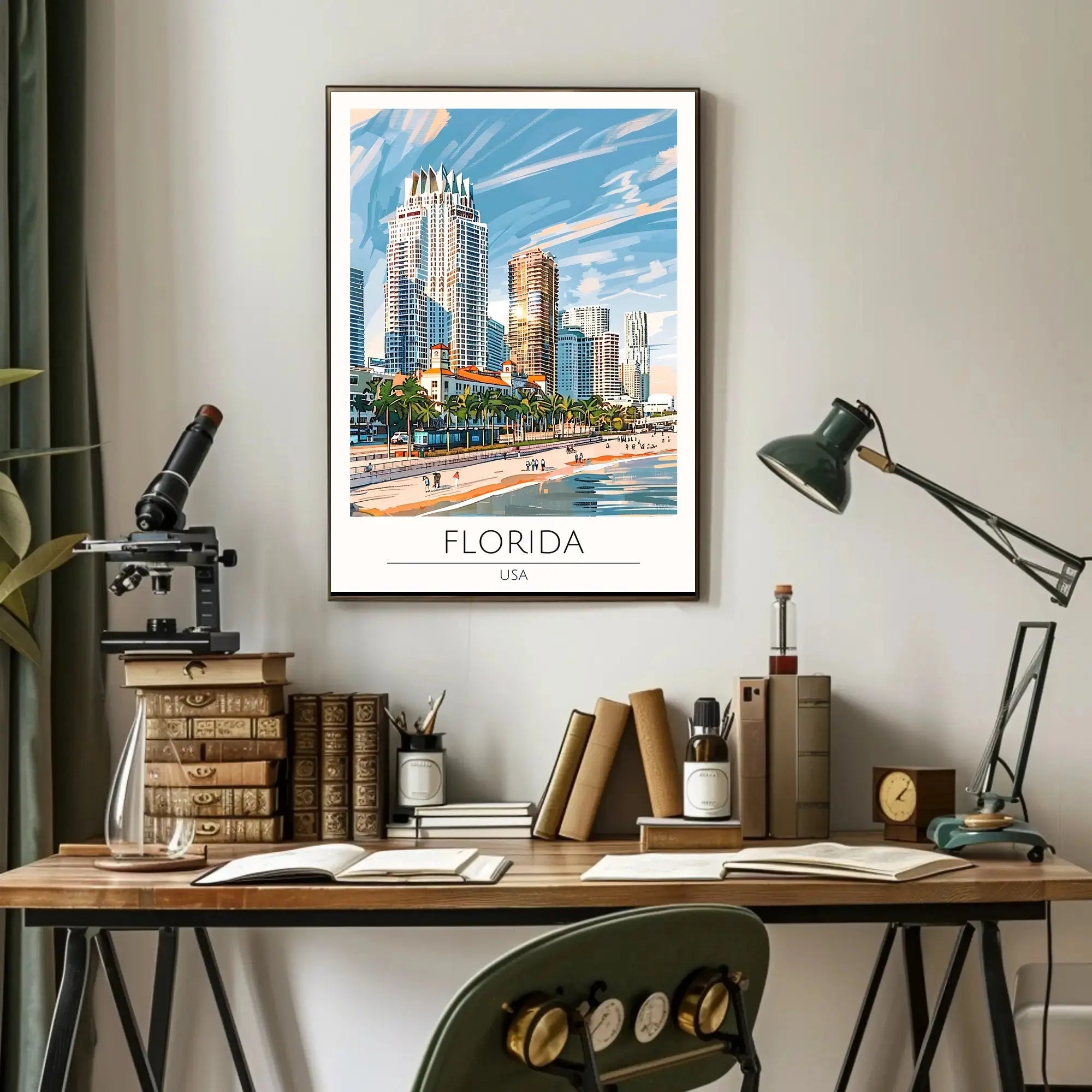 Florida Coastal Cityscape Travel Poster PosterGoat