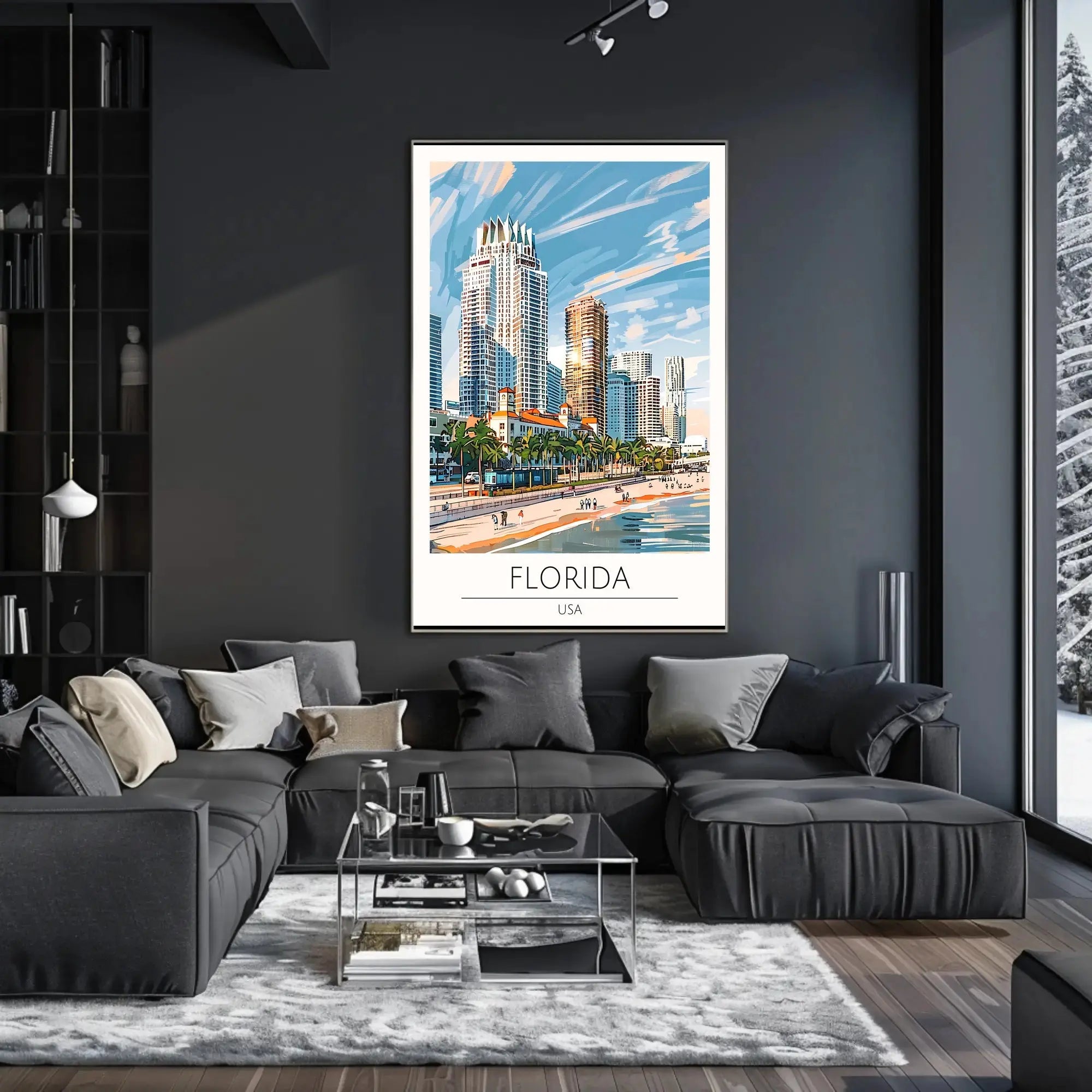 Florida Coastal Cityscape Travel Poster PosterGoat