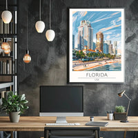 Florida Coastal Cityscape Travel Poster PosterGoat