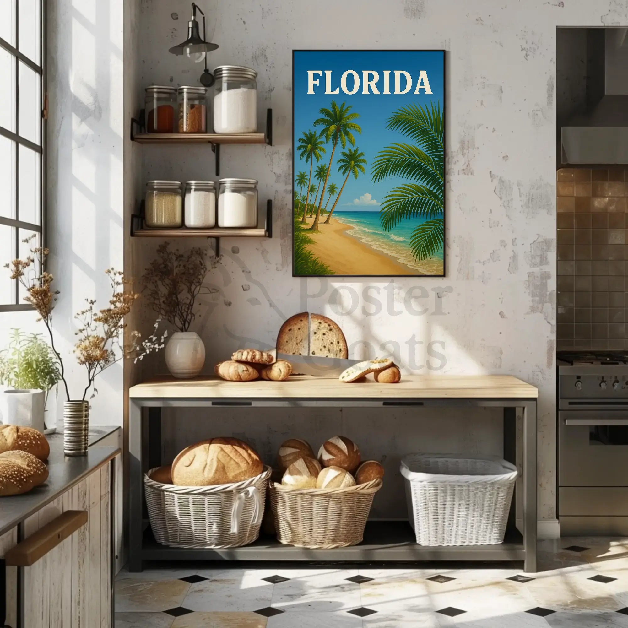 Florida Coastal Paradise: Vintage Retro Travel Poster PosterGoat