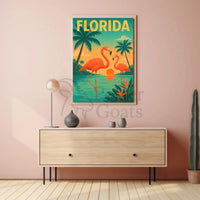 Florida Flamingos Retro Travel Poster PosterGoat