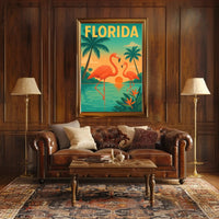 Florida Flamingos Retro Travel Poster PosterGoat