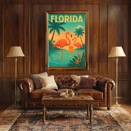 Florida Flamingos Retro Travel Poster PosterGoat