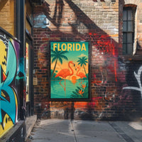 Florida Flamingos Retro Travel Poster PosterGoat