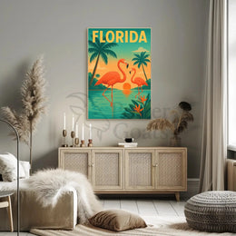 Florida Flamingos Retro Travel Poster PosterGoat