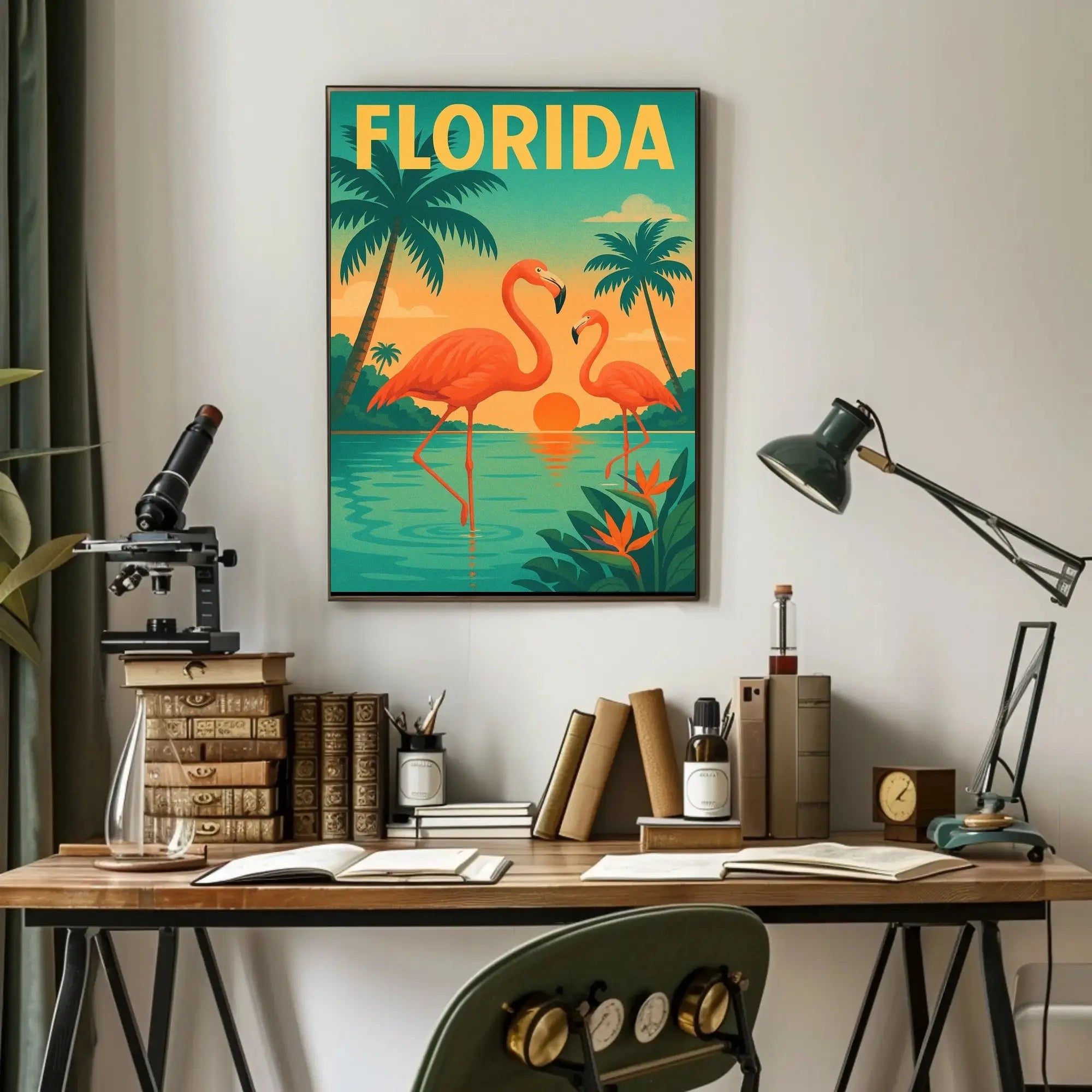 Florida Flamingos Retro Travel Poster PosterGoat