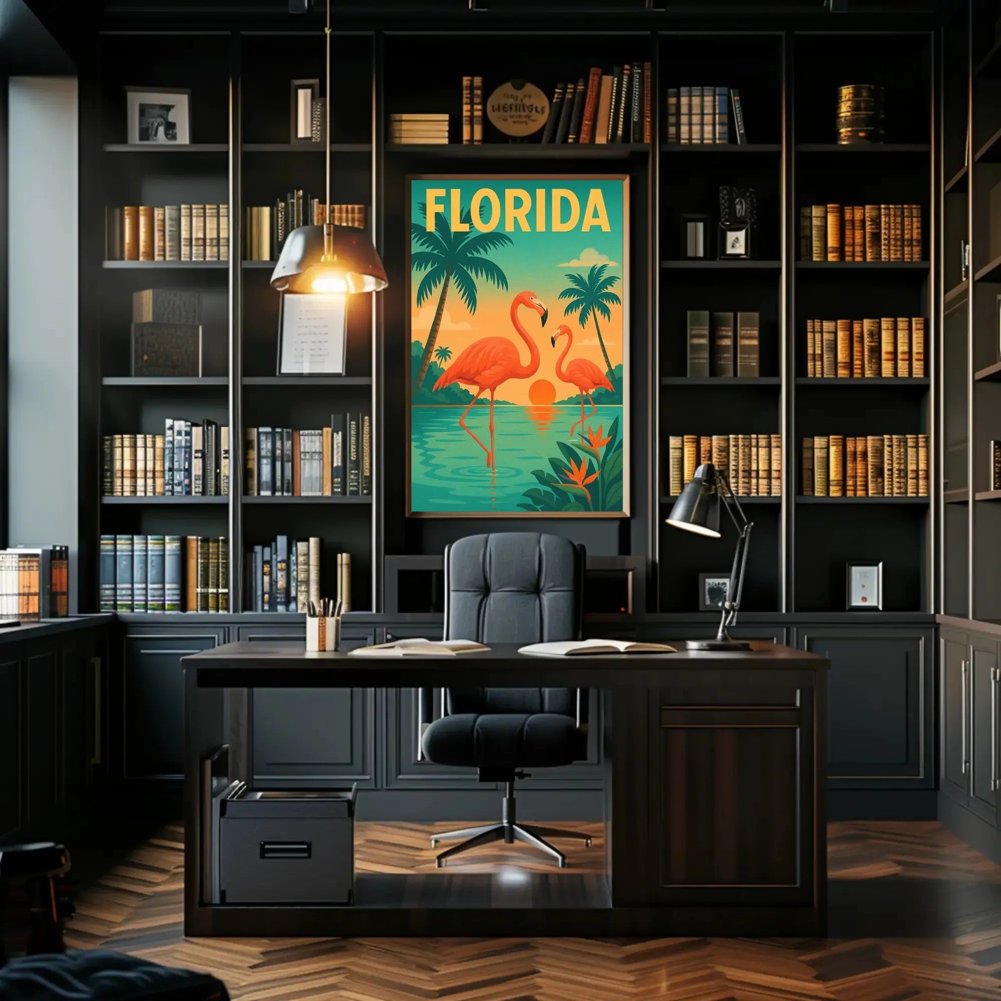 Florida Flamingos Retro Travel Poster PosterGoat