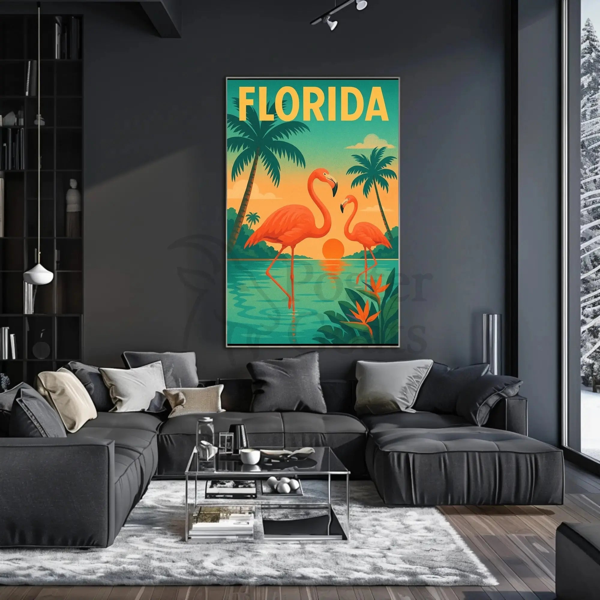 Florida Flamingos Retro Travel Poster PosterGoat