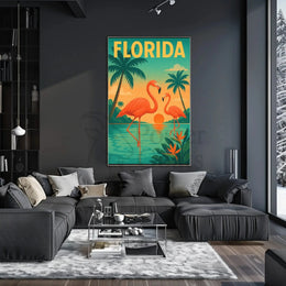 Florida Flamingos Retro Travel Poster PosterGoat