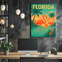 Florida Flamingos Retro Travel Poster PosterGoat