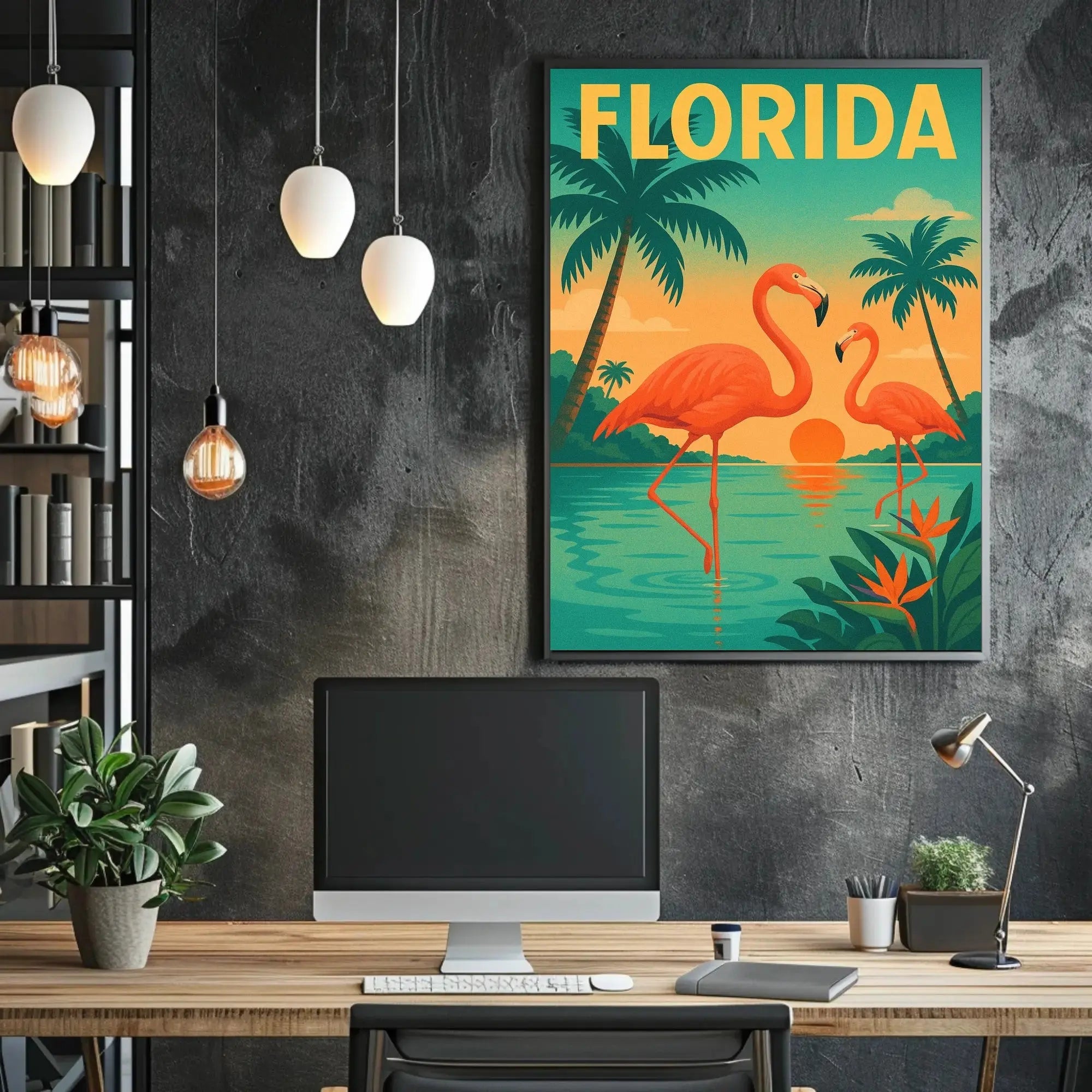Florida Flamingos Retro Travel Poster PosterGoat