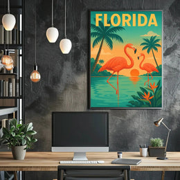 Florida Flamingos Retro Travel Poster PosterGoat