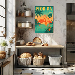 Florida Flamingos Retro Travel Poster PosterGoat