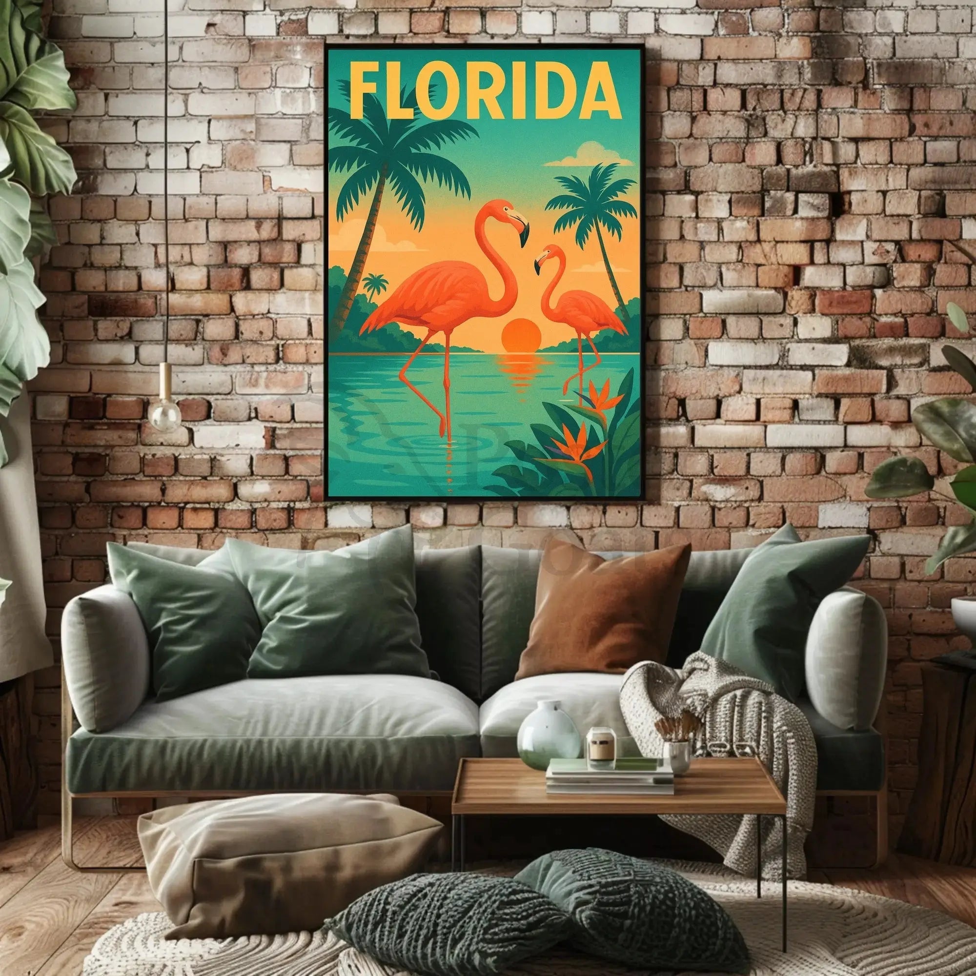 Florida Flamingos Retro Travel Poster PosterGoat