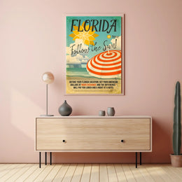 Florida Follow the Sun Retro Travel Poster PosterGoat