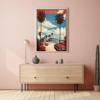 Florida Retro Road Scene Travel Poster PosterGoat