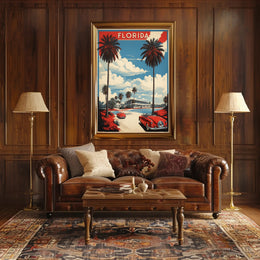 Florida Retro Road Scene Travel Poster PosterGoat