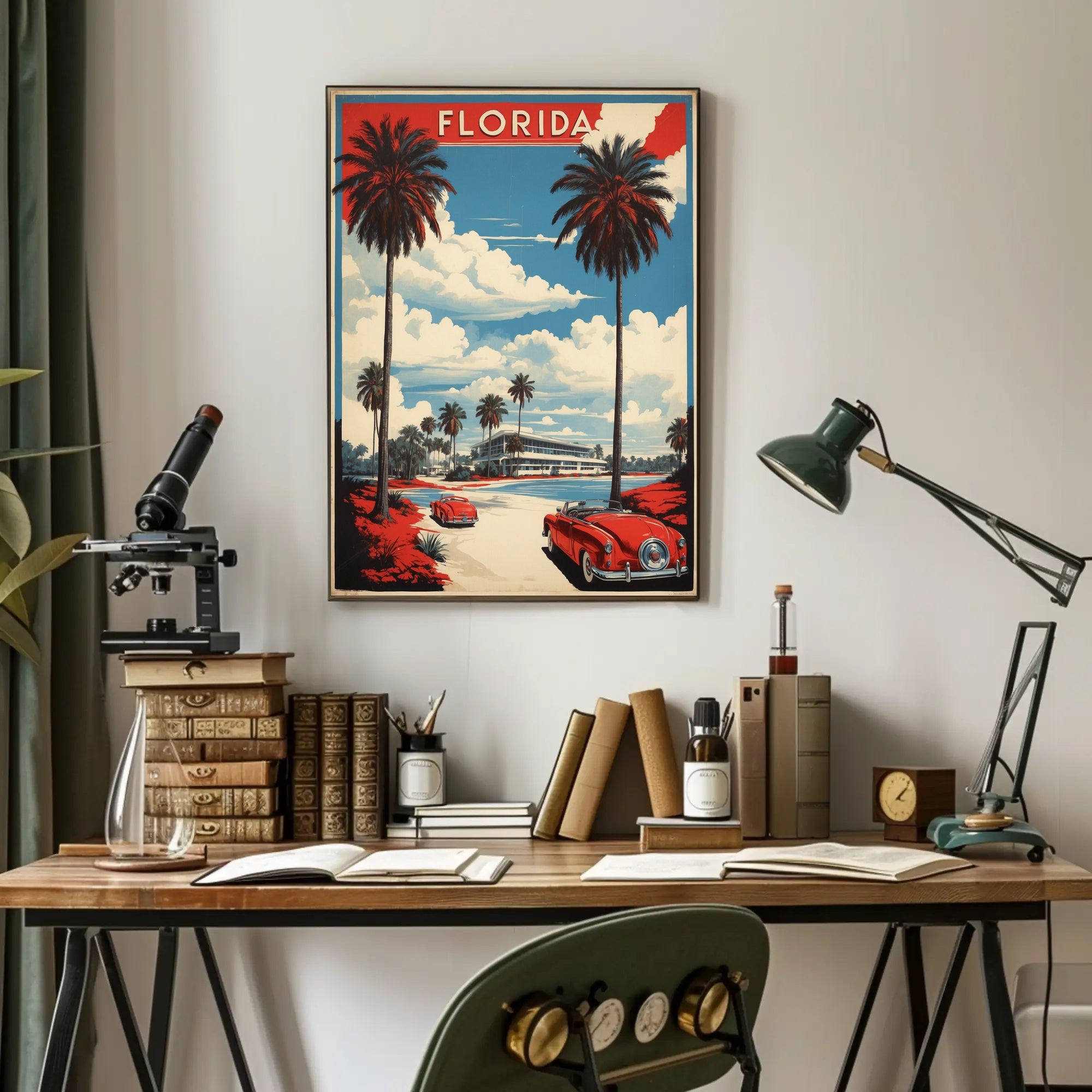 Florida Retro Road Scene Travel Poster PosterGoat