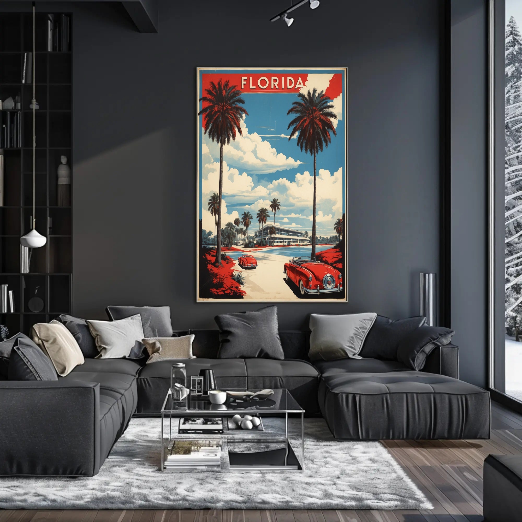Florida Retro Road Scene Travel Poster PosterGoat