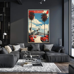 Florida Retro Road Scene Travel Poster PosterGoat