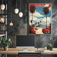 Florida Retro Road Scene Travel Poster PosterGoat