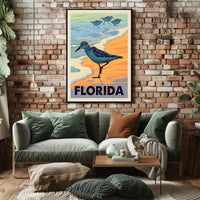 Florida Shorebirds Vintage Coastal Scene Travel Poster PosterGoat
