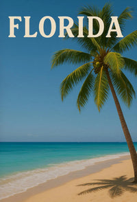 Florida Tropical Beach Scene Vintage Travel Poster PosterGoat