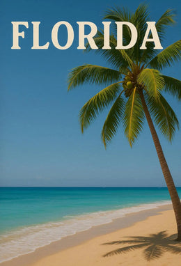 Florida Tropical Beach Scene Vintage Travel Poster PosterGoat