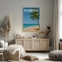 Florida Tropical Beach Scene Vintage Travel Poster PosterGoat