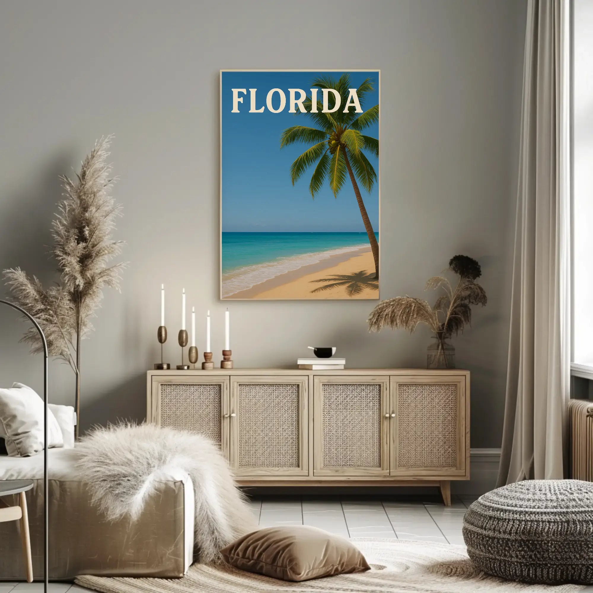 Florida Tropical Beach Scene Vintage Travel Poster PosterGoat