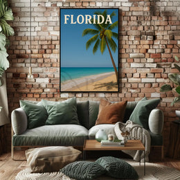 Florida Tropical Beach Scene Vintage Travel Poster PosterGoat