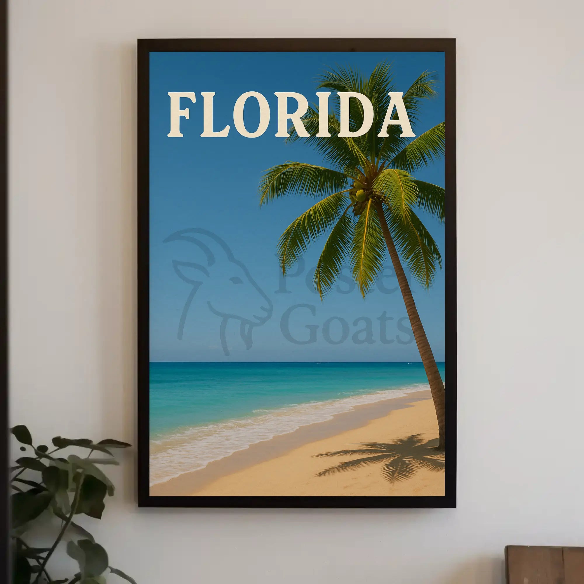 Florida Tropical Beach Scene Vintage Travel Poster PosterGoat