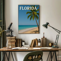 Florida Tropical Beach Scene Vintage Travel Poster PosterGoat