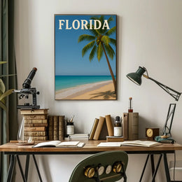 Florida Tropical Beach Scene Vintage Travel Poster PosterGoat