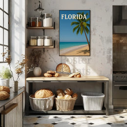 Florida Tropical Beach Scene Vintage Travel Poster PosterGoat